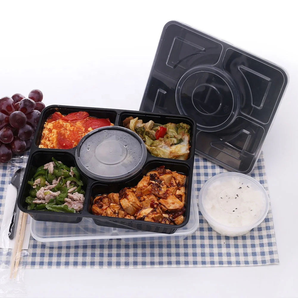 5 compartment lunch box home restaurant take away food container disposable containers