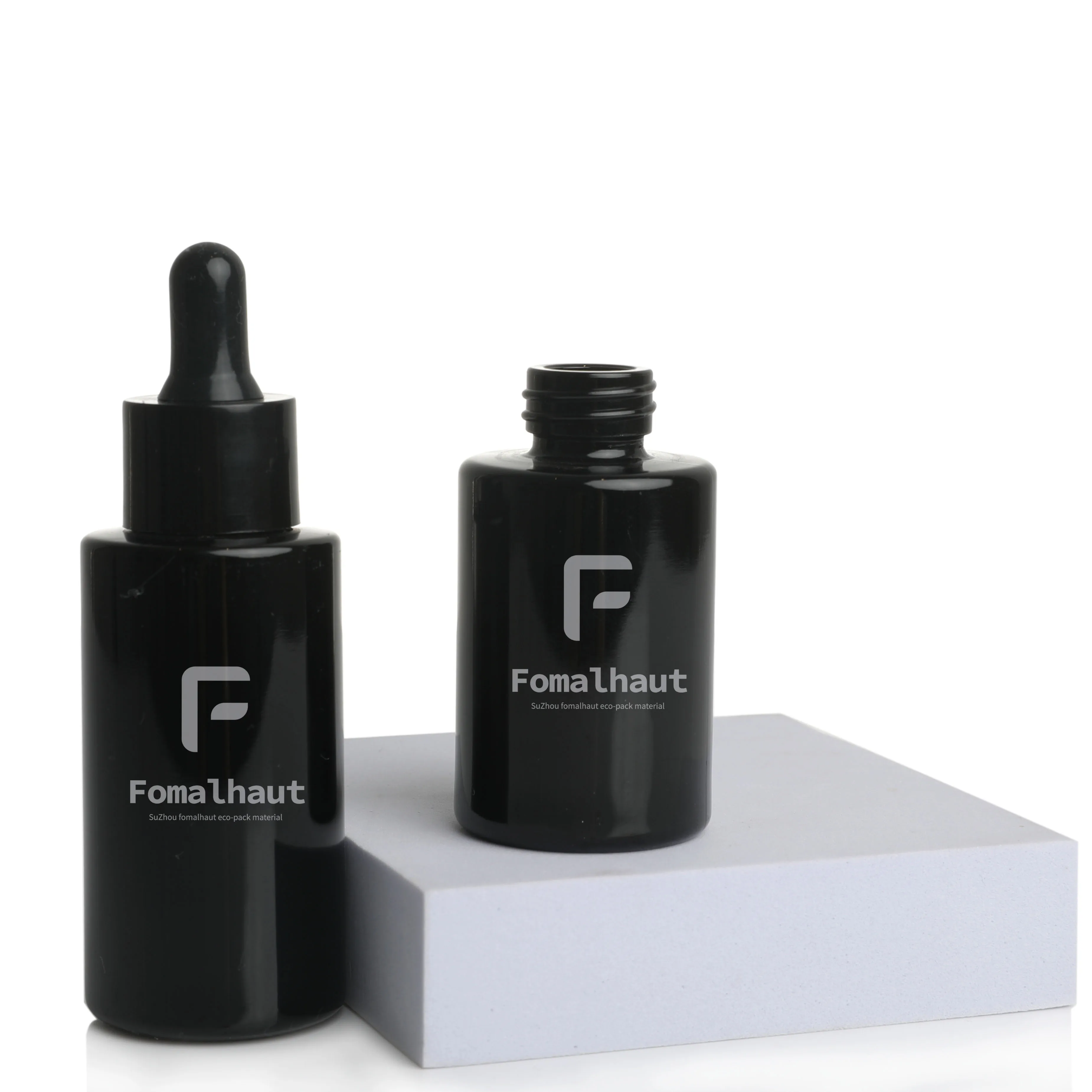 Fomalhaut  most popular best selling empty  30ml 50ml black jade  glass dropper bottle for  essential oil