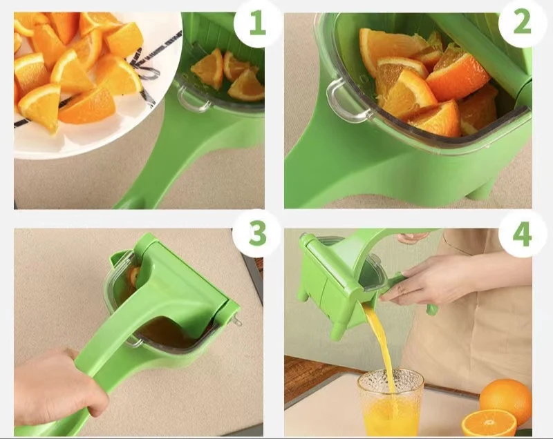 Wholesale Price Green Easy to Clean Food Grade Plastic Manual Hand Press Juicer Fruit Orange Lemon Lime Squeezer
