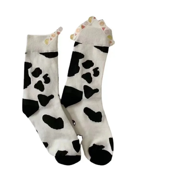 
Wholesale INS Wind Cow Socks Print Make Your Own Logo Design Print Woman Designer Socks 