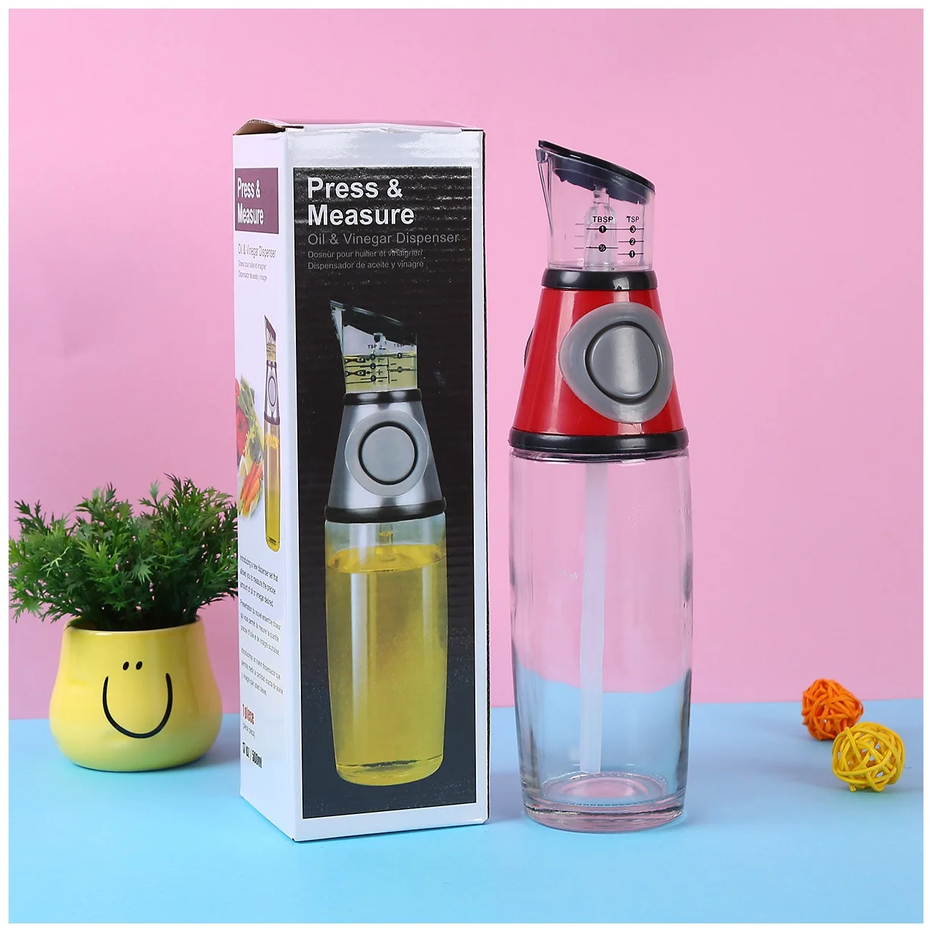 Oil Dispenser Bottle for Kitchen Olive Oil Dispenser Superior Glass Oil and Vinegar Dispenser with Measuring