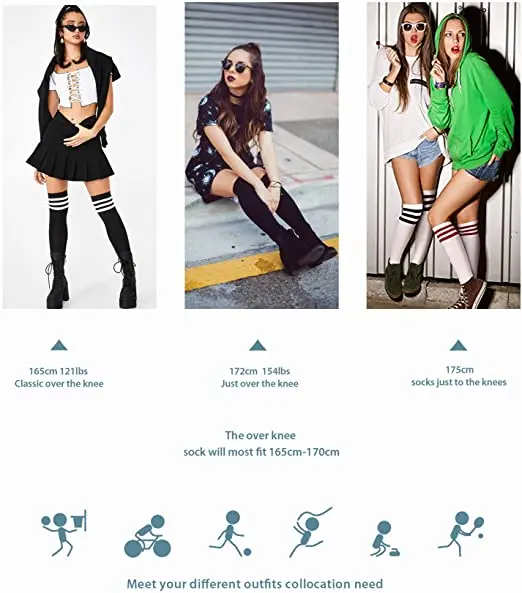 Womens Thigh High Leggings Socks Over Knee Length Socks Striped Warmer Stocking Socks for Daily Wear Cosplay