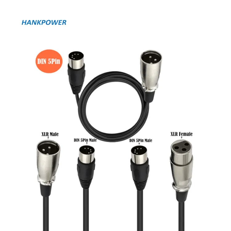 MIDI To XLR Adapter Cable DIN 5Pin Male To XLR 3Pin Male or Female Audio Cable