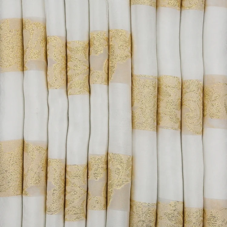 
Hot Sell 100% Polyester Floral Pattern Metallic Stripe Satin Jacquard Woven Fabric For Clothes 