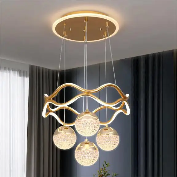 Fashionable and beautiful dining room LED pendant light golden bedroom shop acrylic led chandelier