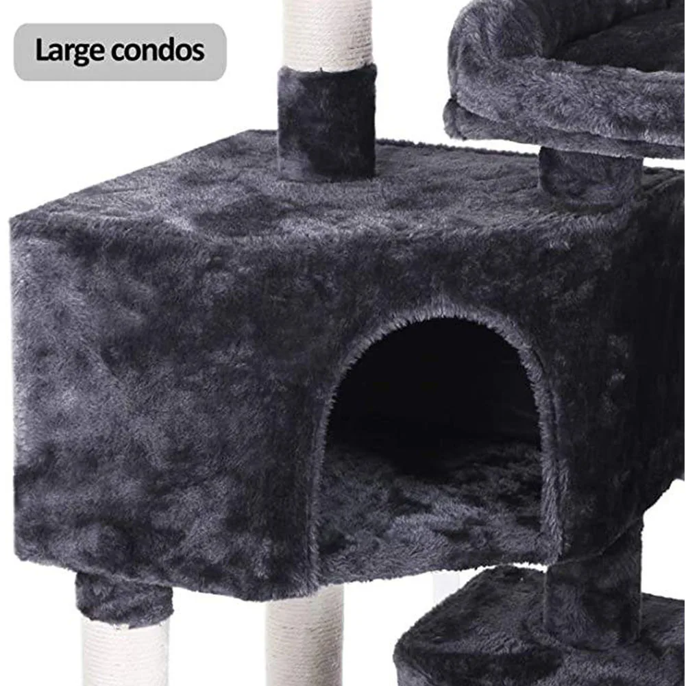 Multi-Level Cat Tree Condo with Sisal Scratching Posts Perches Houses Hammock and Baskets Cat Tower Furniture