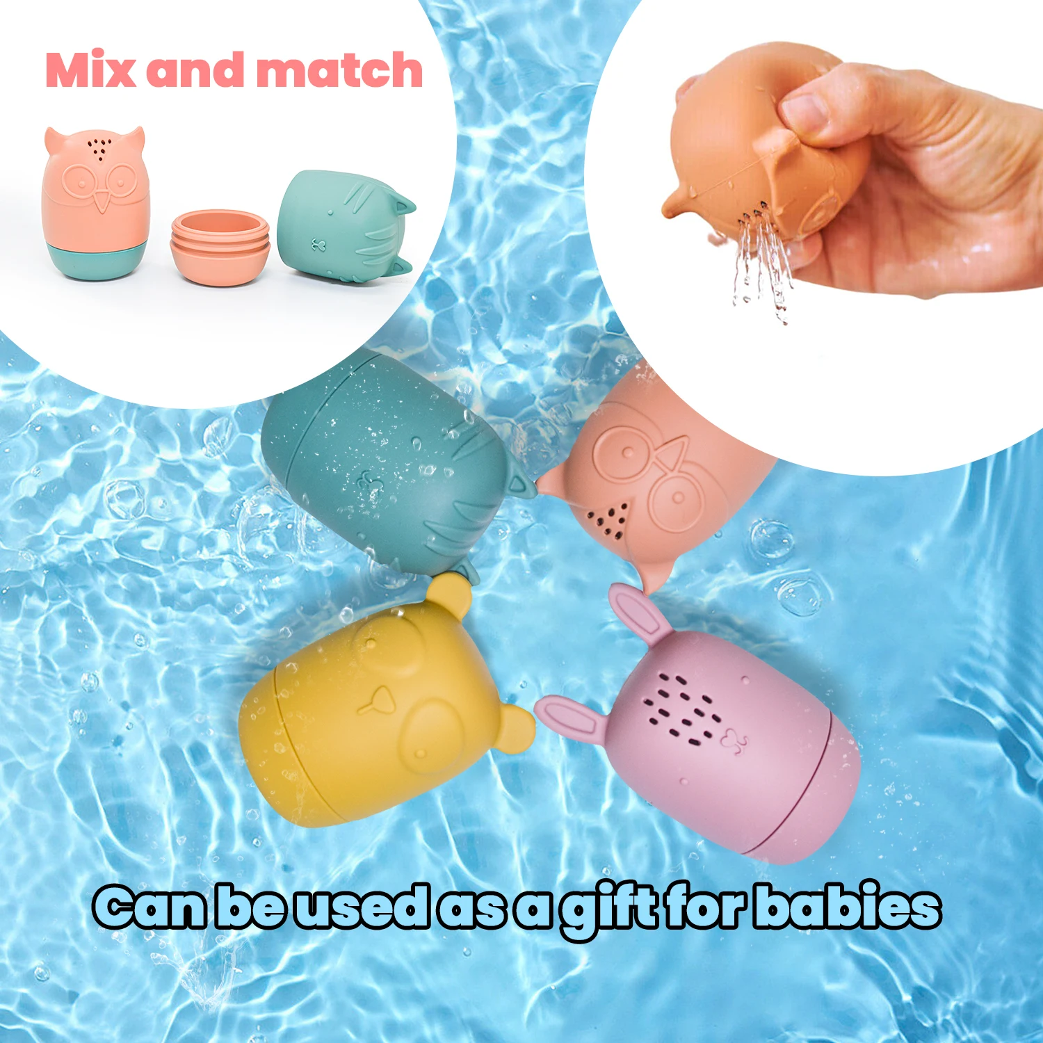 BPA Free Manufacturer Animal Soft Toy Bubble Baby Bath Shower Silicone Bath Toys for Kids Toddlers
