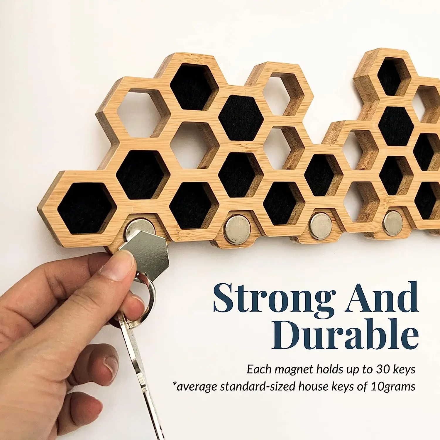 Decorative Key Holder For Wall - Honeycomb Magnetic Key Hooks For Wall, Heavy Duty Key Organizer Wall Mount