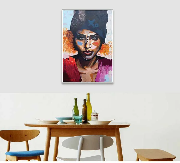 Wall Home Decor Modern African Women Art Figure Painting