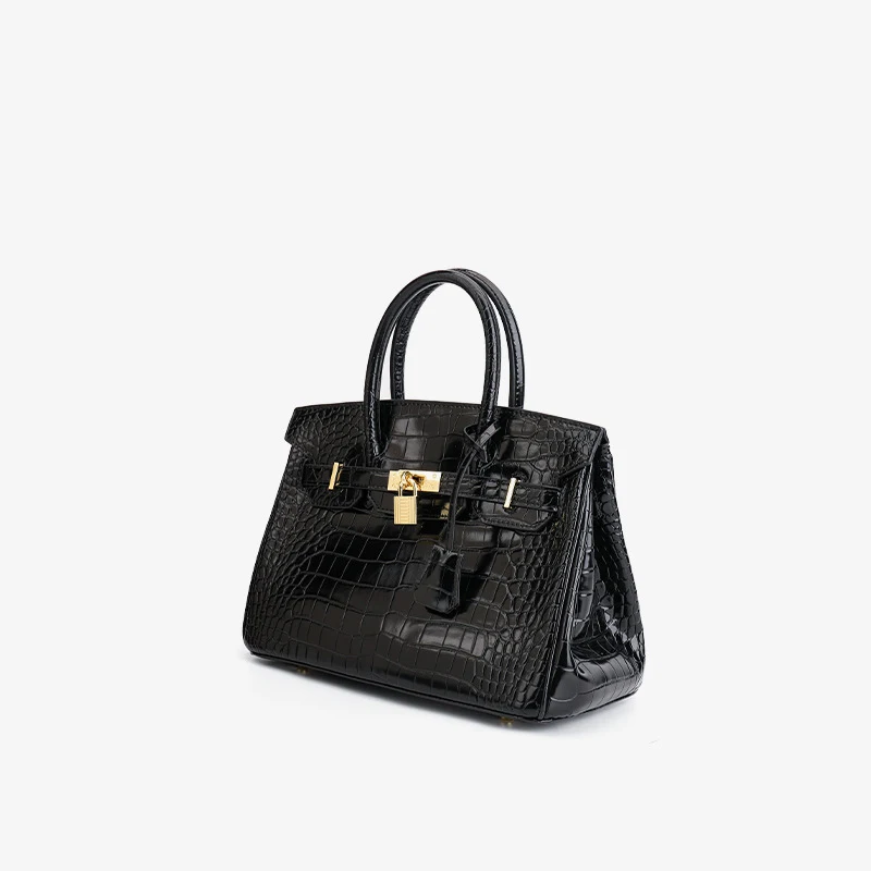 2023 Quality Luxury Black Handbag Crocodile Grain Leather Bags Ladies Fashion Tote Bags Women Purses and Handbags Women Hand Bag