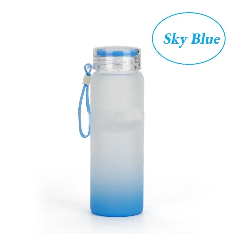 Drinkware Matte Glass Water Bottle Frosted Gradient Color 17oz 500ml sublimation blanks Sublimation blanks glass bottle