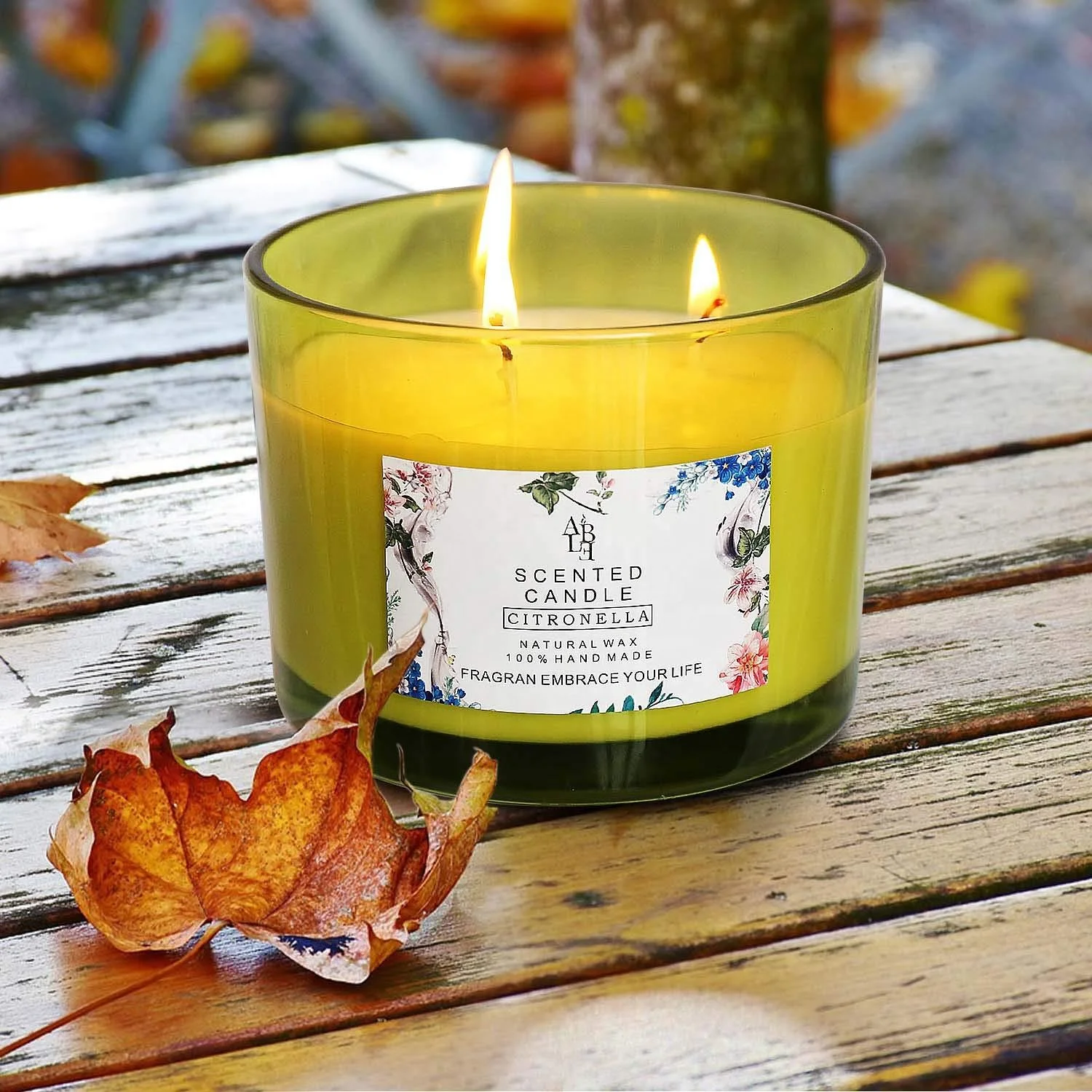 Wholesale 3 wick 100% natural soy scented candle in glass jar with lid