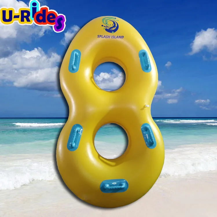 Customization small Logo Yellow Color heavy quality PVC Inflatable Double tube Swimming Ring for water recreation equipment