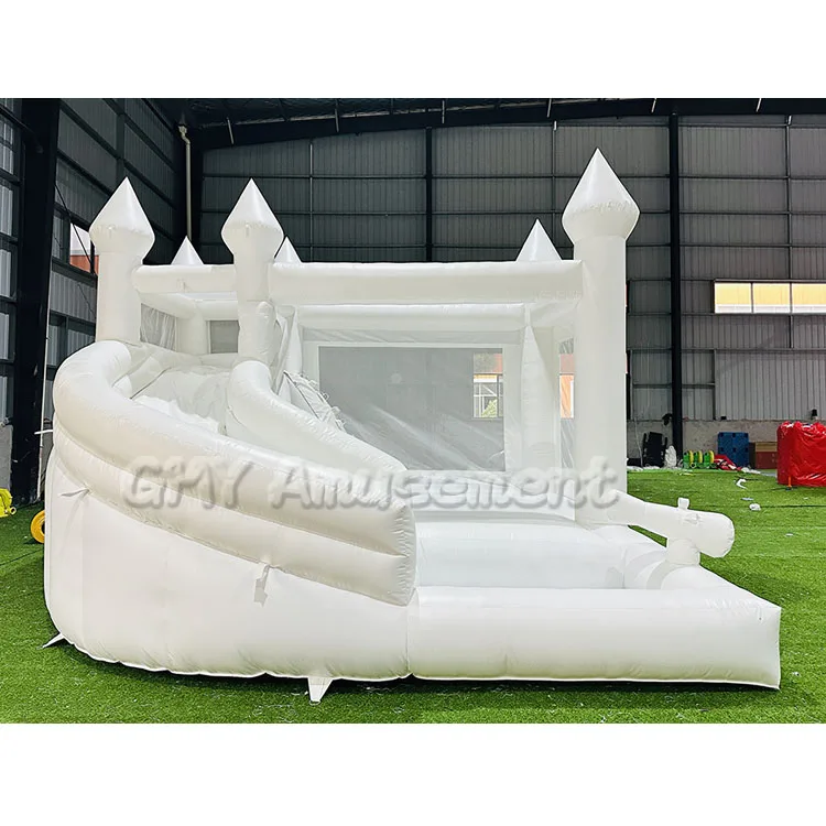 Factory price white wet bounce house with ball pit and slide bouncy castle rental to buy