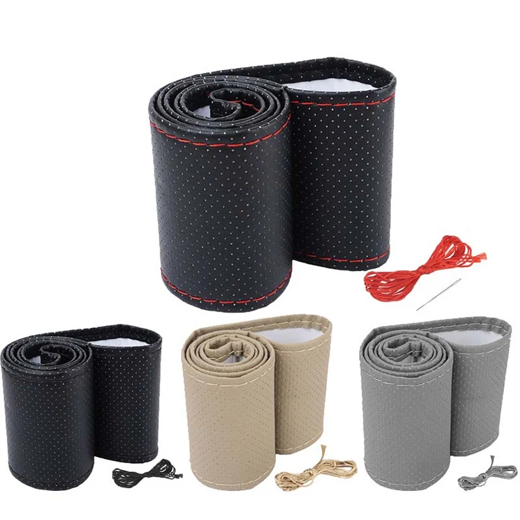 Car Steering Wheel Cover Cheap Personalized Stretch Car Accessories Luxury Hand Sewing Steering Wheel Cover