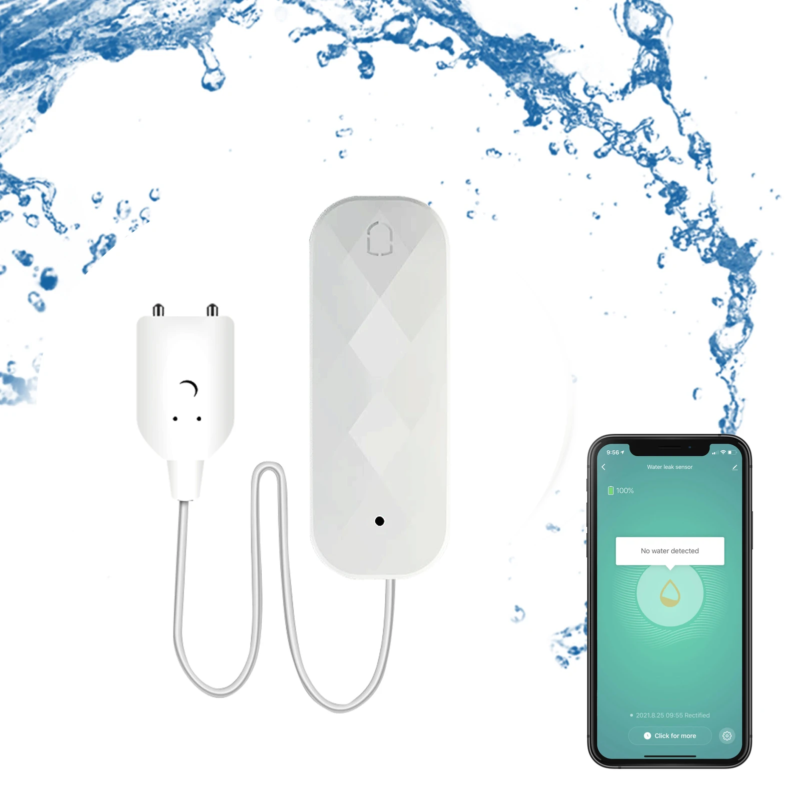 Wireless wifi water leak detector alarm with probe buzz home ground intelligent WIFI water flood sensor