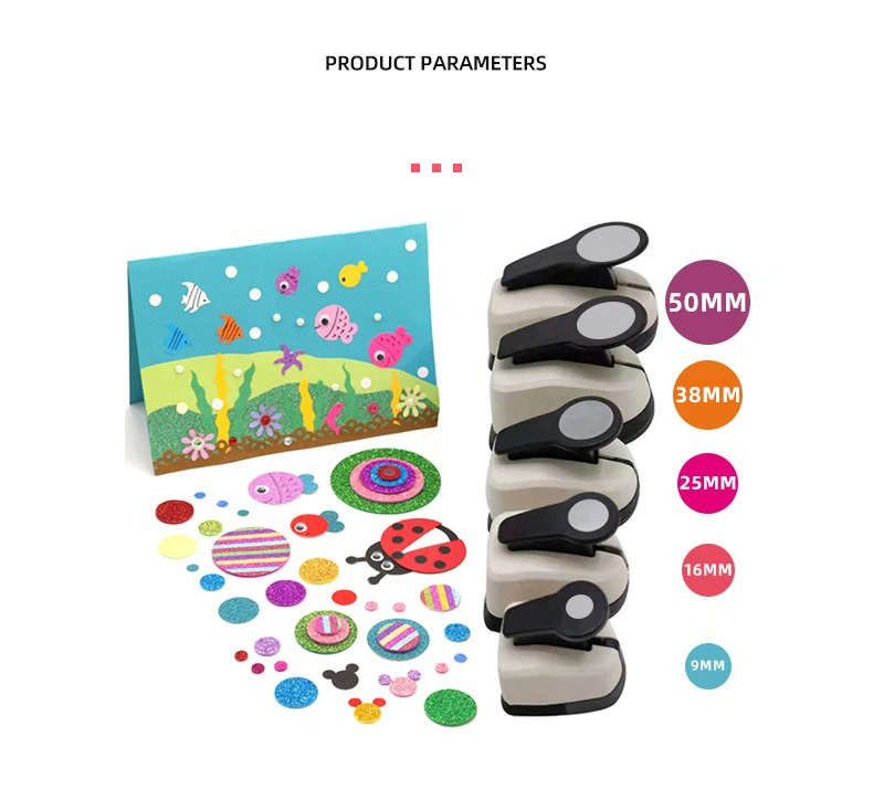 Round Embosser Kids Labor-Saving Punch Machine Hand DIY Round Flower Puncher 9/16/25/38/50mm