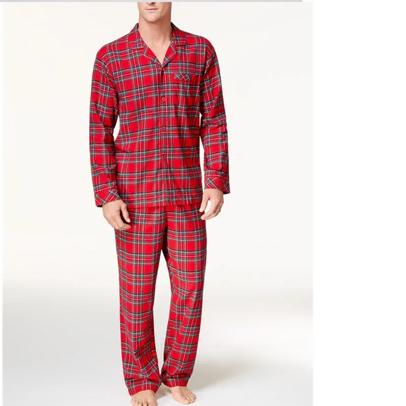 Oem Custom Christmas Pajamas Family Plaid Printed Christmas Pyjama Pjs Set Wholesale Xmas Pajamas Set Women Custom Woven Label
