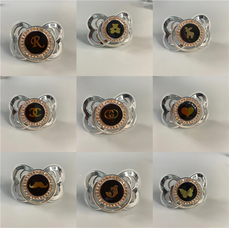 Dollbling Silver Plated Italy Designer Crown Silicone Nipple Pacifier for New Born Baby