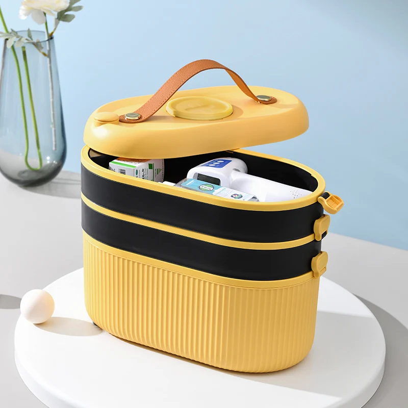 Household Big Medicine Organizers Storage Box Three Layers Plastic Container