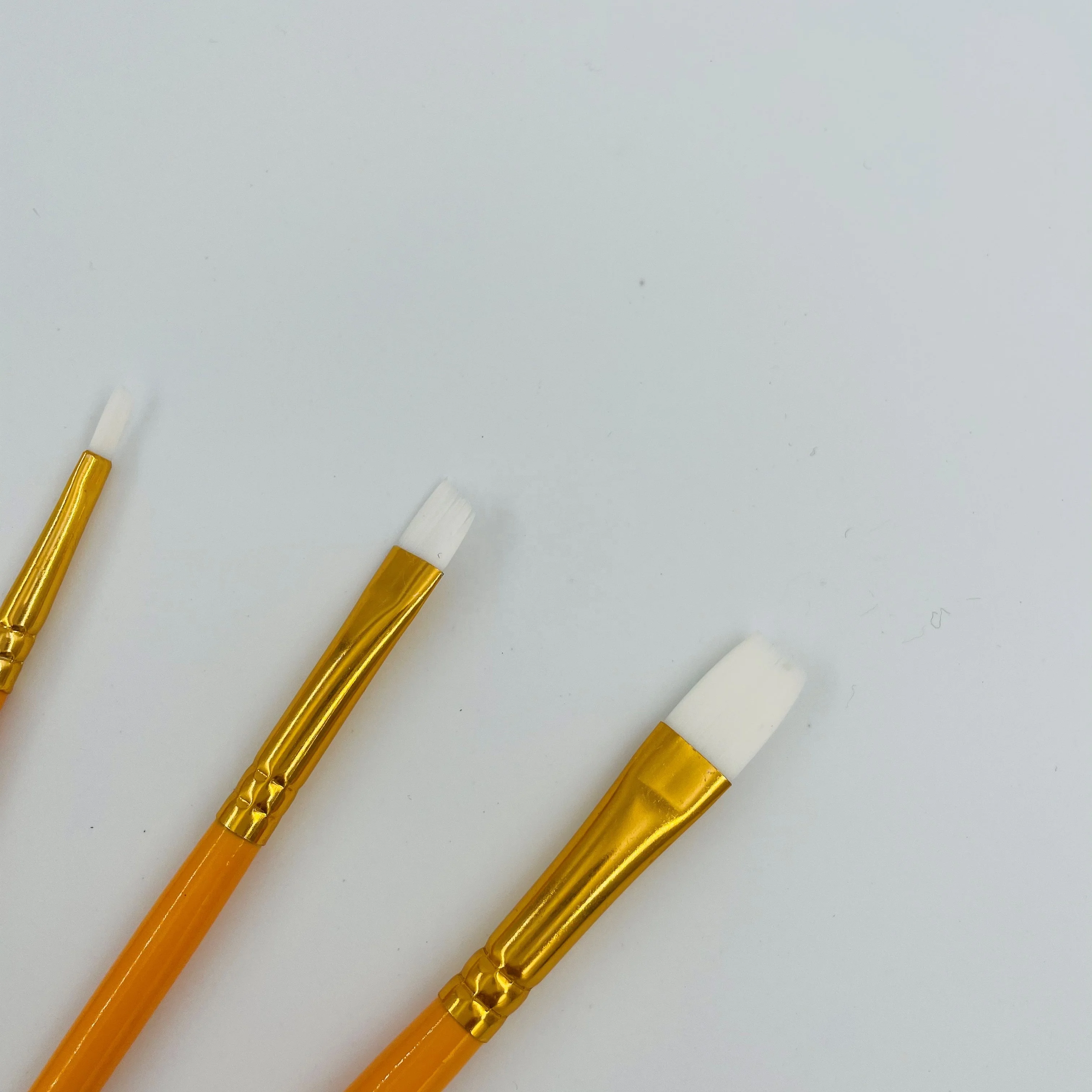 custom logo factory wholesale 5pcs yellow color wooden handle golden aluminum tube white nylon hair watercolor paint brush set