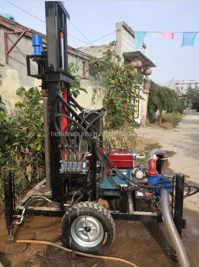 100m 150m Deep Hydraulic Diesel Two Wheels Trailer Mounted Water Well Drilling Machine /Borehole drilling rig