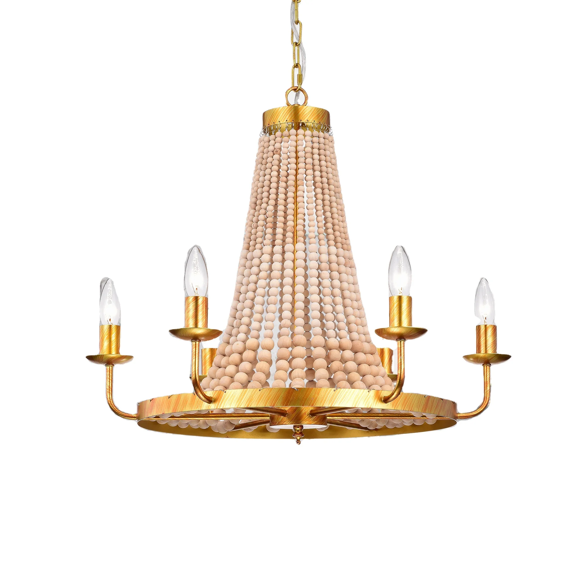 Design pendant lamp kitchen light iron pendant lamp lighting wooden bead luxury table candle chandelier