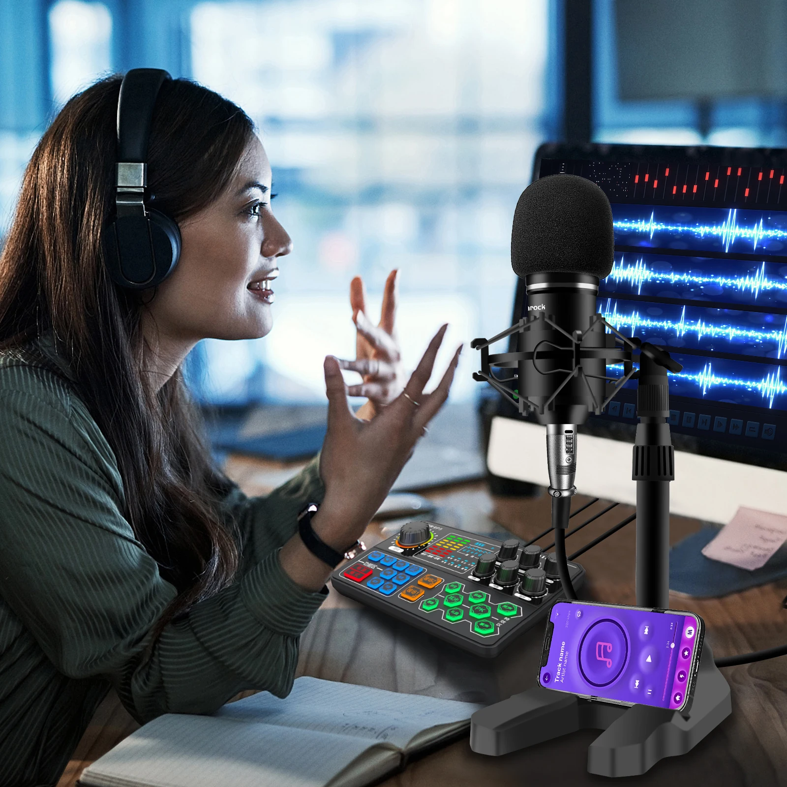 Portable Live Streaming Kit Audio Interface Mixer Console Support Multi-Channel Mixing