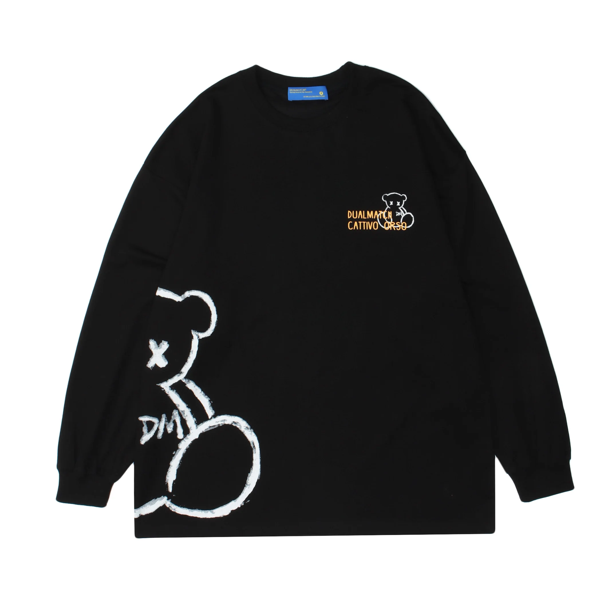 Compassion Super Fire Bear Couple Loose Round Neck Long Sleeve T-Shirt Oversized Long Sleeve T-Shirt men women clothing