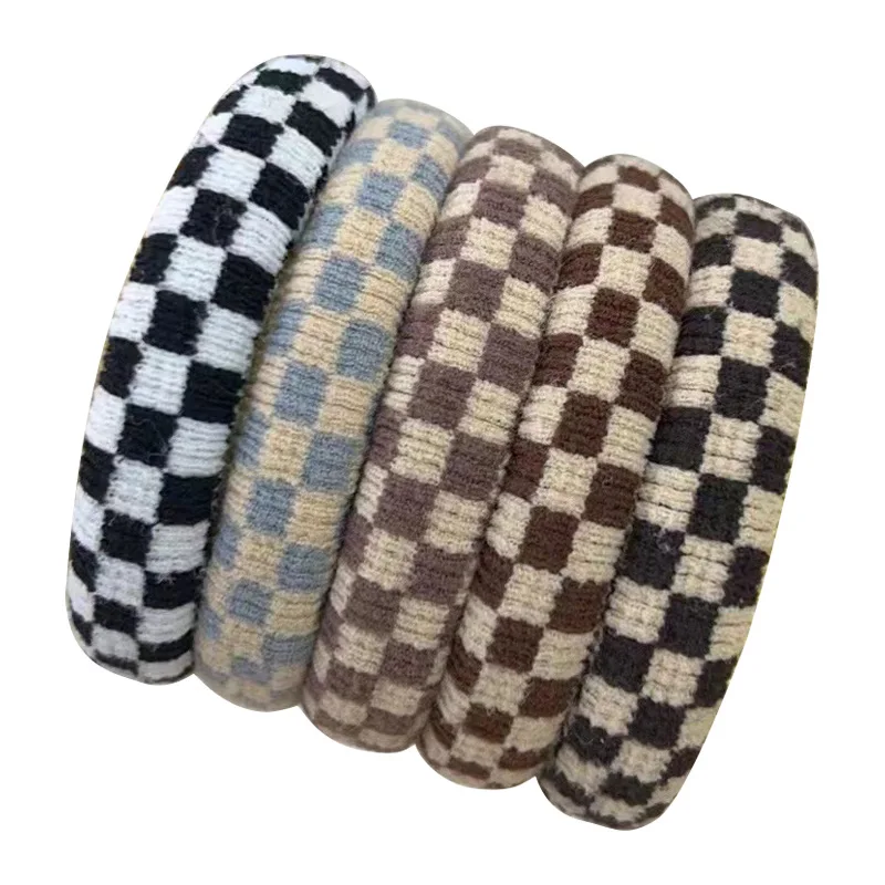 2023 new black and white check checkerboard high elastic no trace durable rope scrunchie