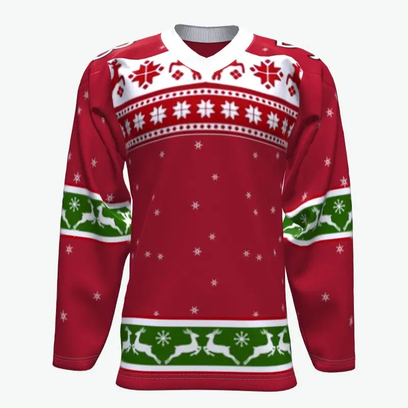 
high quality custom sublimation Christmas ice hockey jersey  (62386481202)