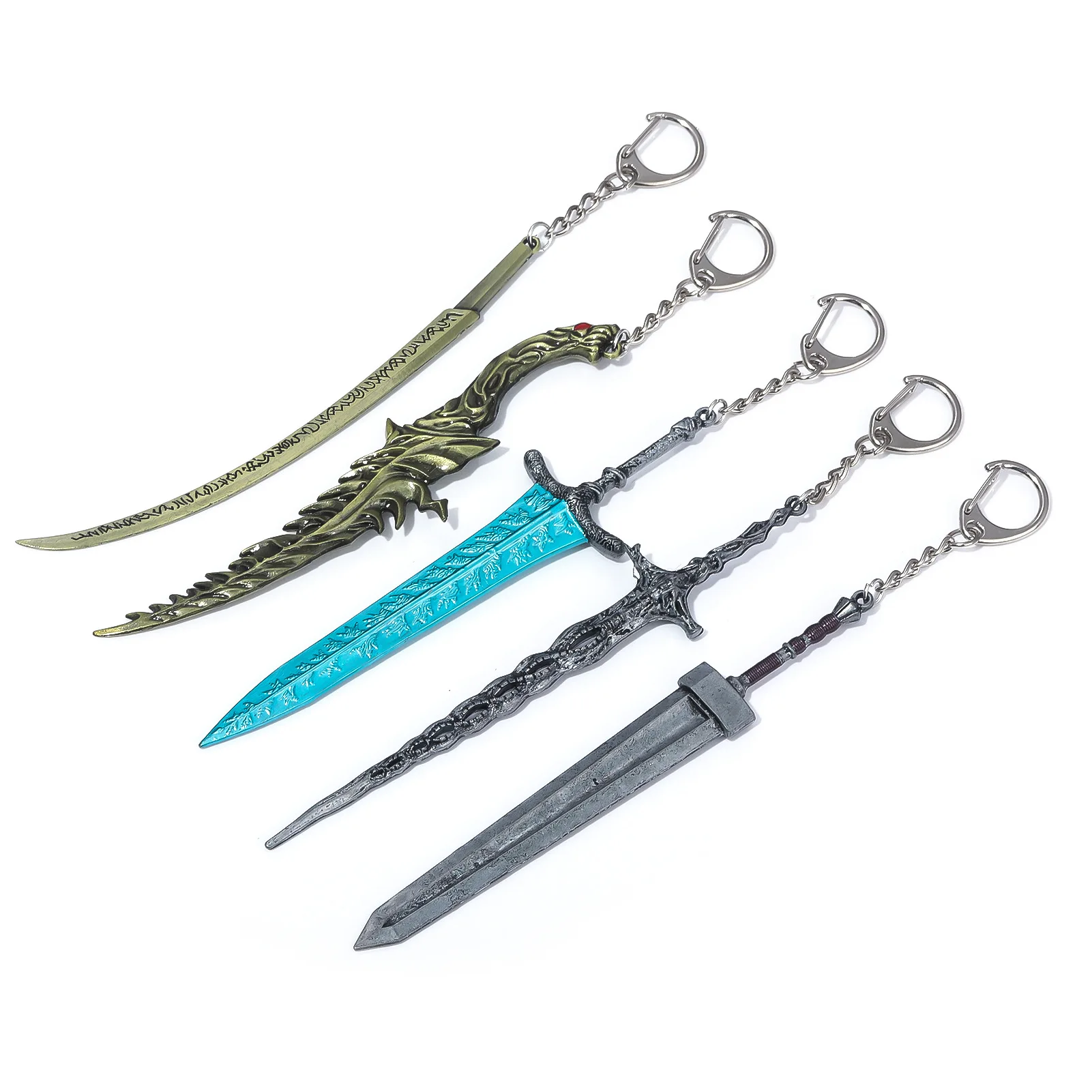 Wowei Game Peripheral Dark Moon Greatsword Keychain Katana Model Metal Weapon Pendant Key Chain for Man
