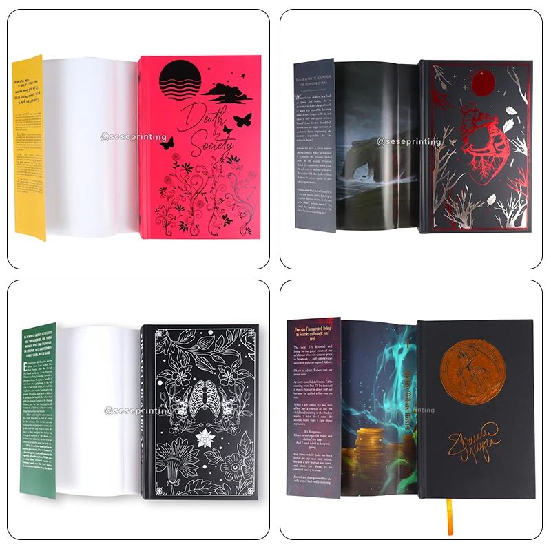 Well Designed Custom Book Printing Exclusive Hardcover Novel Books Multi-colored Stenciled Sprayed Edges