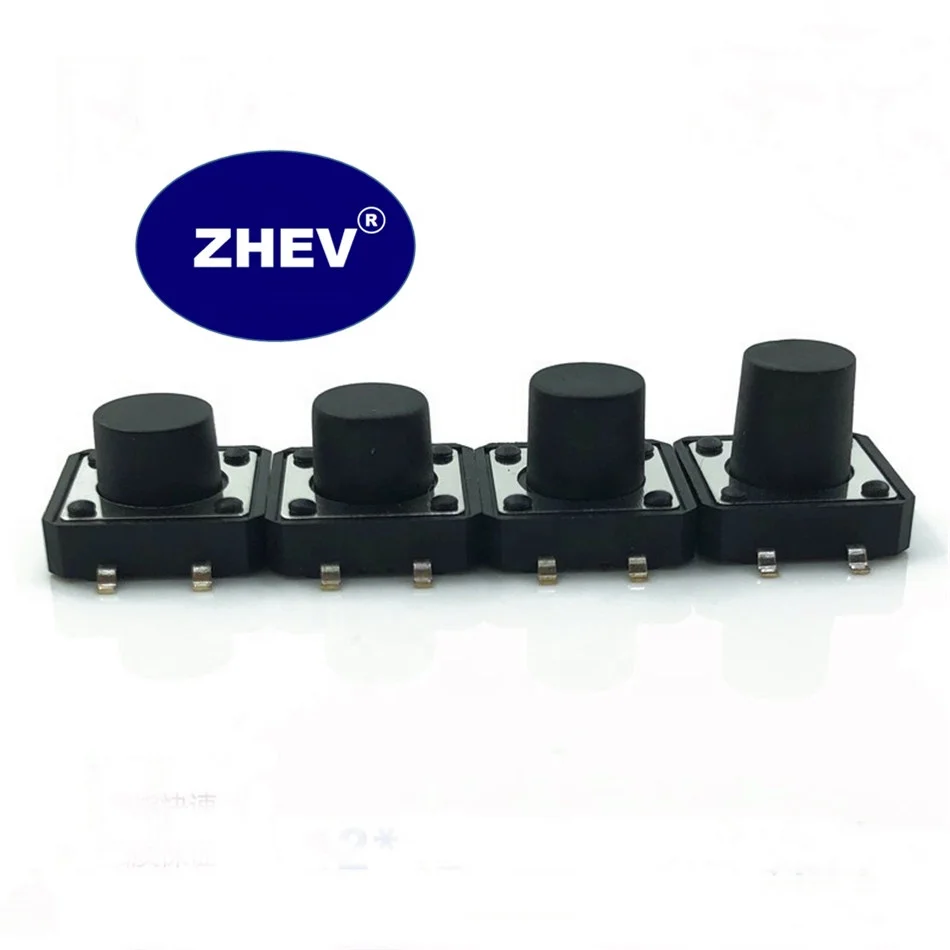 250GF SMD 12X12X9MM Tactile Switch With Reset Black Button Tact Reel Packing