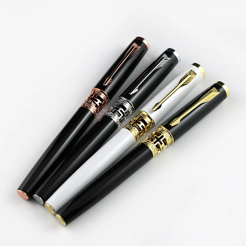 Custom Logo  Hollow Pen Black Rose Gold New Business Roller Metal Pens