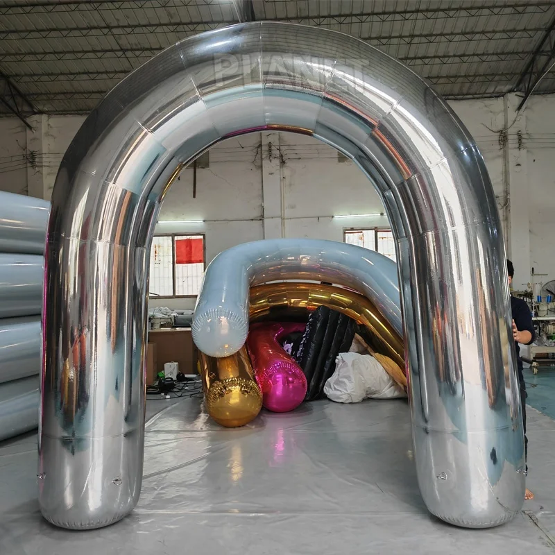 Hot Selling Commercial Wedding Party Decoration Reflective PVC Mirror Ball Arch Inflatable Mirror Ball Archway Entrance