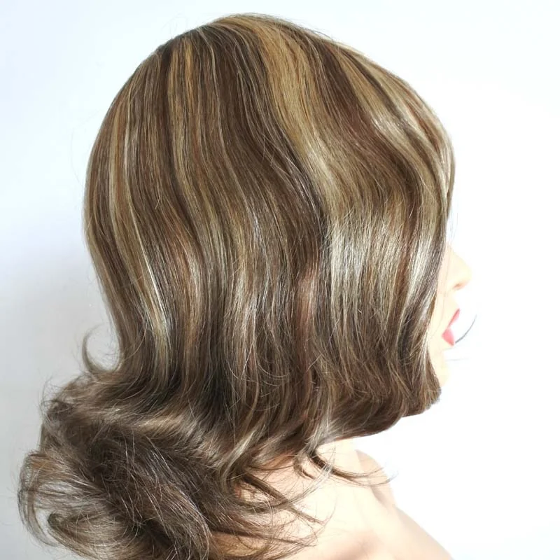 Anti slip silicone lifted injection skin base human hair toupee