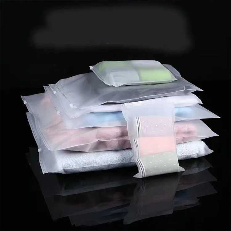 Wholesale In stock Factory zip lock frosted plastic packaging bag for clothes
