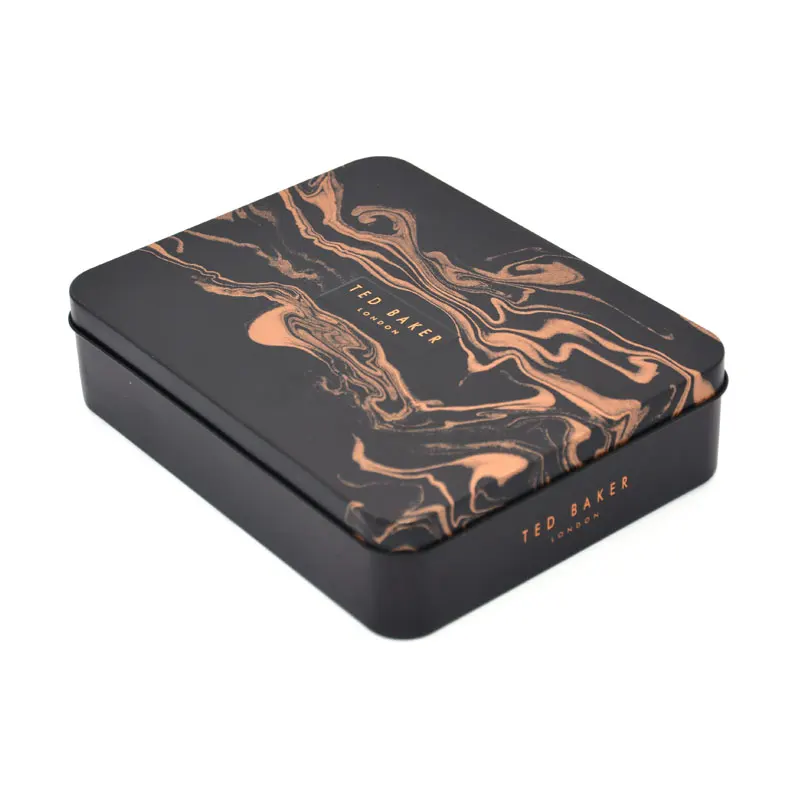 Custom Printed Double Printing Rectangle Black Bakery Food Storage Metal Package Box Mooncake Festival Gift Tin box