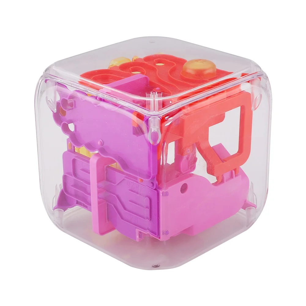 fidget game toy rolling ball 3d square maze cube puzzle with red blue color