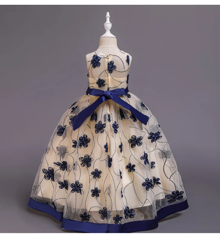 1712  Best selling Latest Kids Frock breathable Baby Girl Floor Length Long Wedding Party Evening Dress