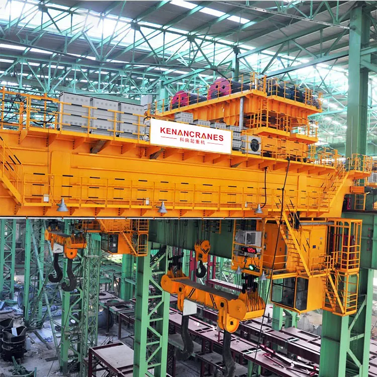 Kino Crane 300/100 Ton Double Hook Iron Melting Ladle Lifting Overhead Two Girder Crane