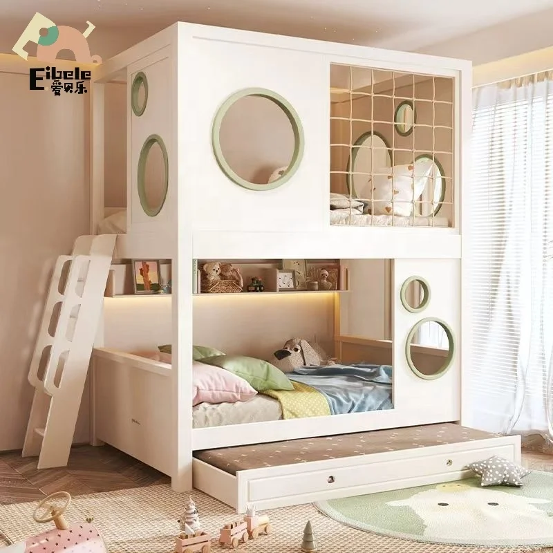 Bedroom Furniture Children Bed Wood Storage Bunk Beds With Stair Cabinet and Slide for Kids Solid Wood Bedroom Sets Loft Bed