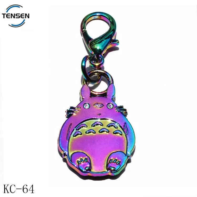 Custom rainbow Totoro logos metal key tags handbags brand chain charm pendant for phone souvenir