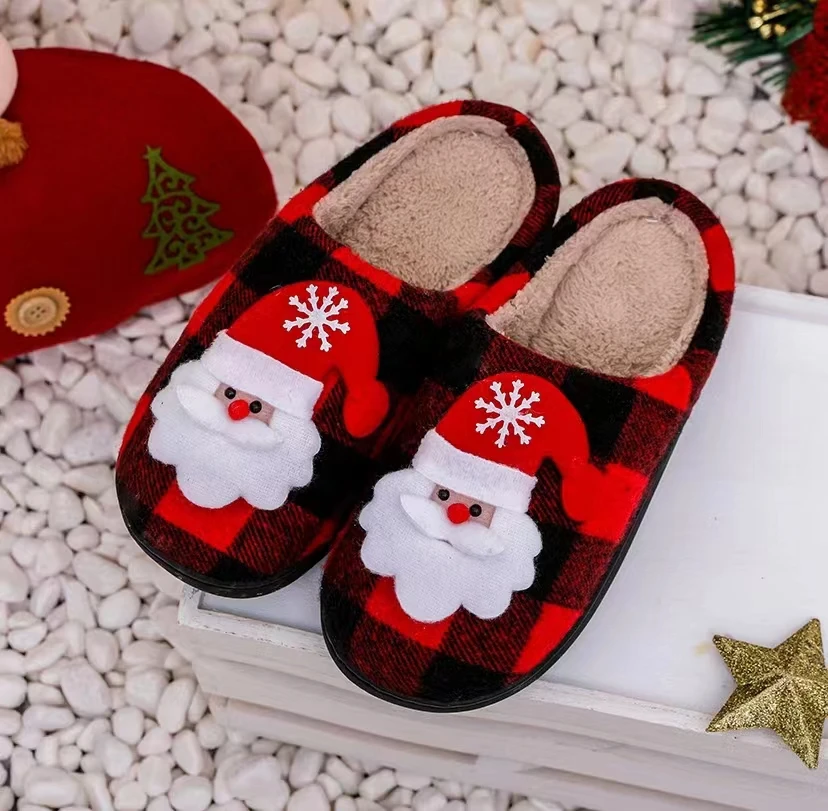 Top Sell fuzzy fluffy holiday gift halloween christmas slippers home bedroom customised womans men kids toddler plush slippers
