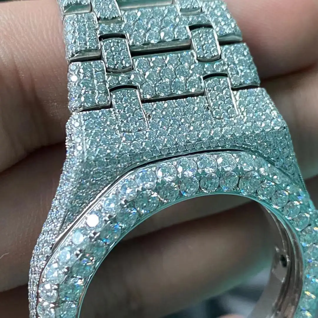 moissanite watch diamond Accept Customized Hip hop Watches full Iced Out Diamond Luxury Fashion Moissanite Watch for mens