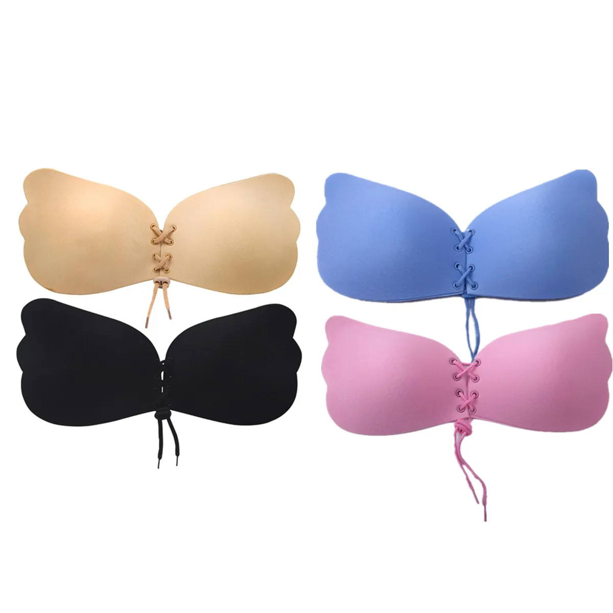 Adhesive Bra DGCHIC Multi-color Polyolefin Gel Push Up Front Closure Drawstring Bra Seamless Solid Bra