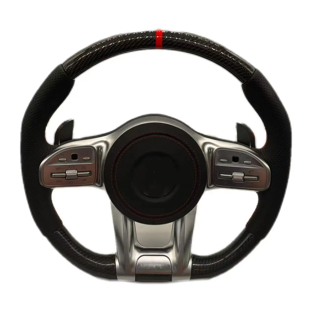 Leather Carbon Fiber Steering Wheel for Mercedes Benz S E Class  W212 W221 GLC GLS GLB AGM GT W213 W205 W204 W222