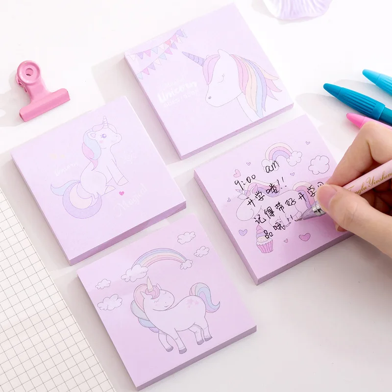 Cartoon stationery adhesive printed unicorn kawaii sticky note set
