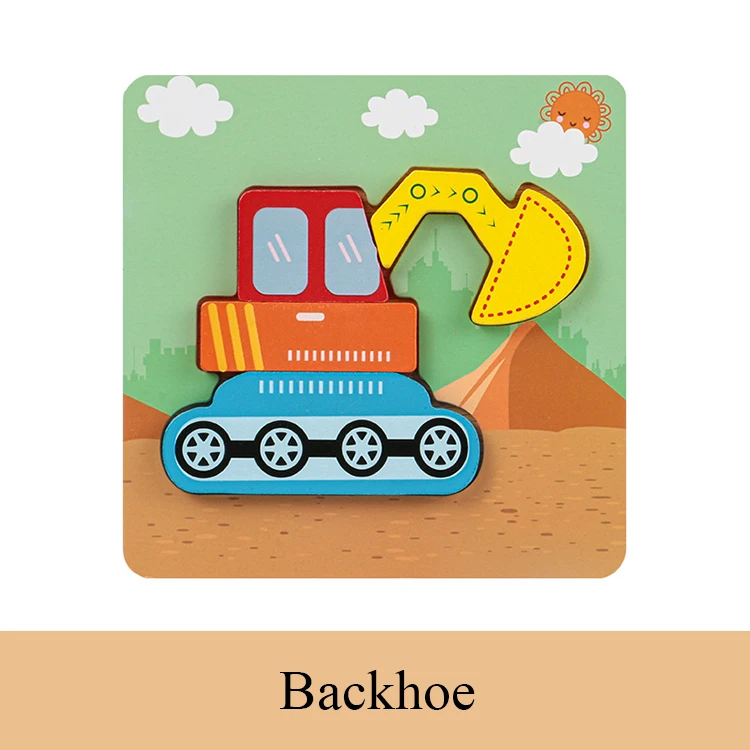 custom Kids Wooden 3D Puzzle Jigsaw Toys For Children Cartoon Animal Vehicle Wood toddler Puzzles